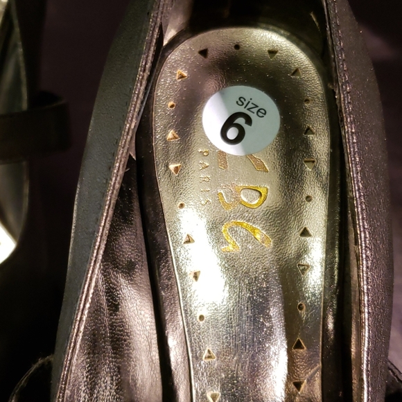 BCBG Black Leather Mary Janes Platforms - Picture 2 of 6